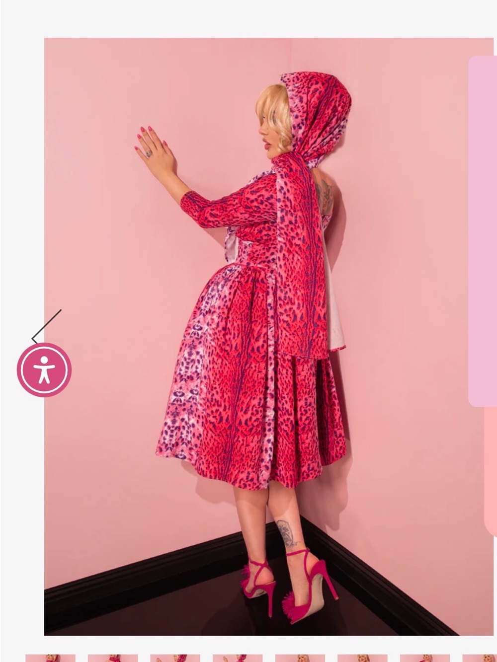 ISO - Vixen by Micheline Pitt Pink Leopard Swing Dress